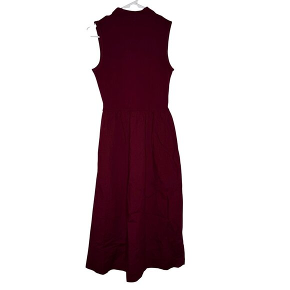 J. Crew Factory Mock Neck Mixed Media Midi Dress Red Size Small NWT - Picture 6 of 6